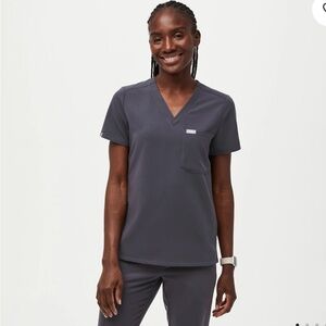 Figs | Catarina Scrub Top - Charcoal